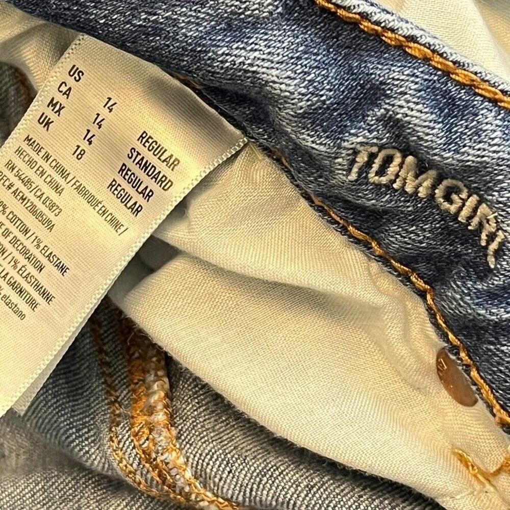 American Eagle Tomgirl Tom Girl Womens Distressed Mid Rise Stretch Jeans sz 14 - Picture 11 of 16